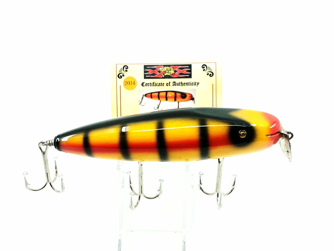 Musky Dan (XXX Lures) Husky Surfster Lure, Yellow/Black Back/Red w/COA