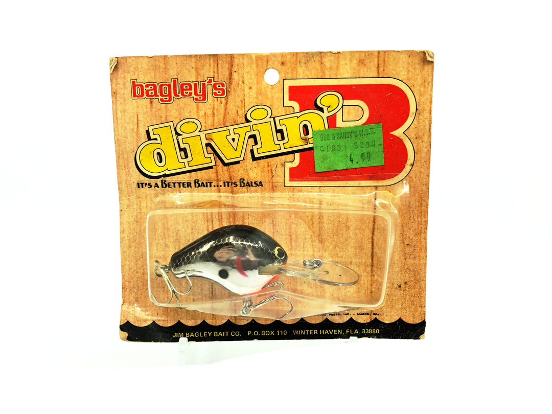 Bagley Balsa Diving B1 DB1-FBS, Flash Black on Silver Color on Card