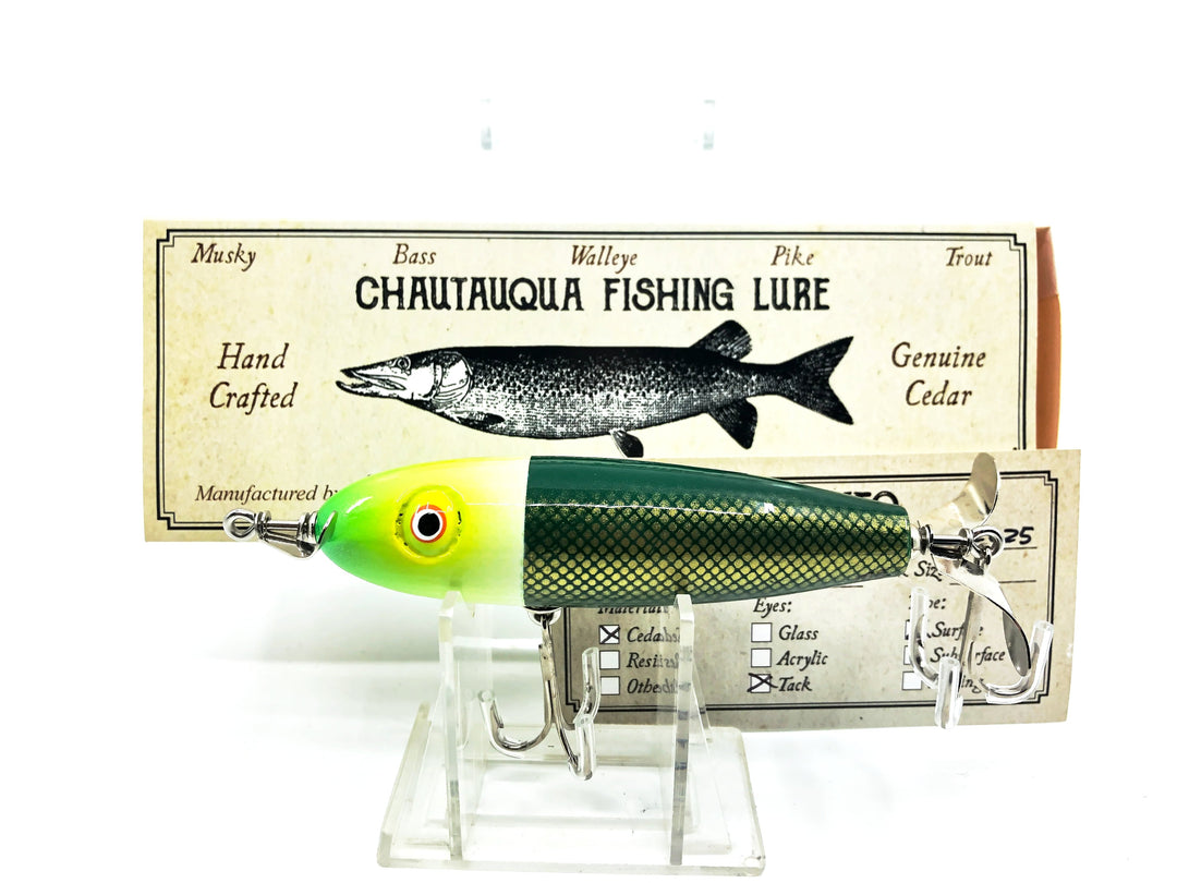 Chautauqua Topwater Torpedo, Lemon Lime Color
