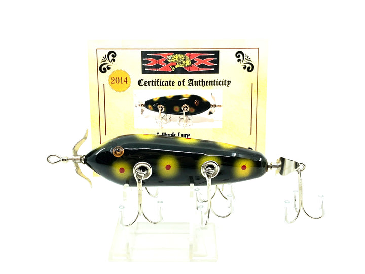 Musky Dan (XXX Lures) 5 Hook, Black/Yellow & Red Dots Color w/COA