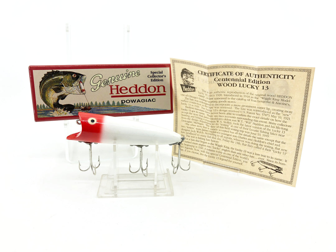 Heddon Centennial Edition Wood Lucky 13 New in Box NO. X2500W-RH-Red Head