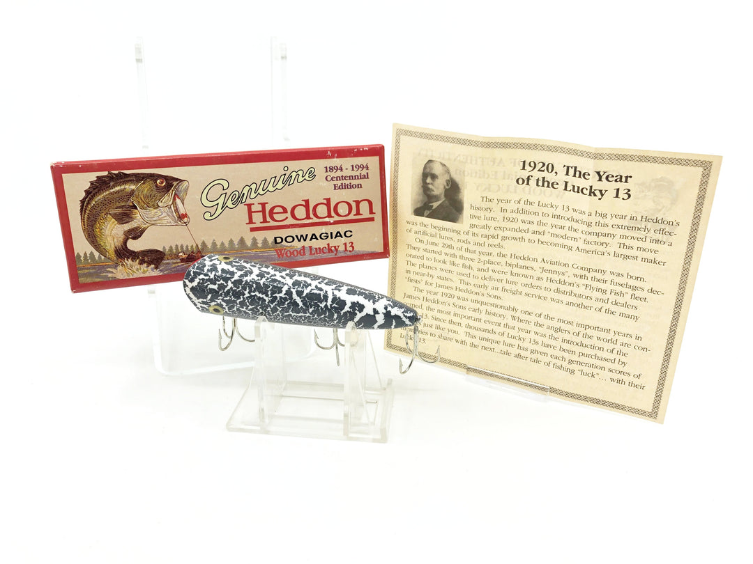 Heddon Centennial Edition Wood Lucky 13 New in Box NO. X2500W-GCB-Gray Crackleback