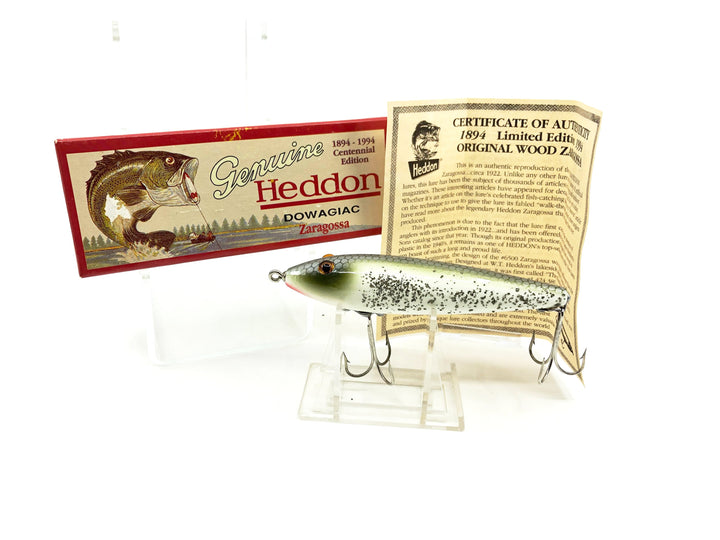 Heddon Centennial Edition Wood Zaragossa New in Box NO. X6500W-SS Silver Flitter