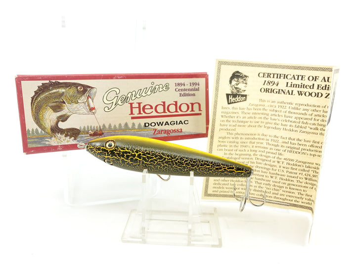 Heddon Centennial Edition Wood Zaragossa New in Box NO. X6500W-GNCB - Green Crackleback