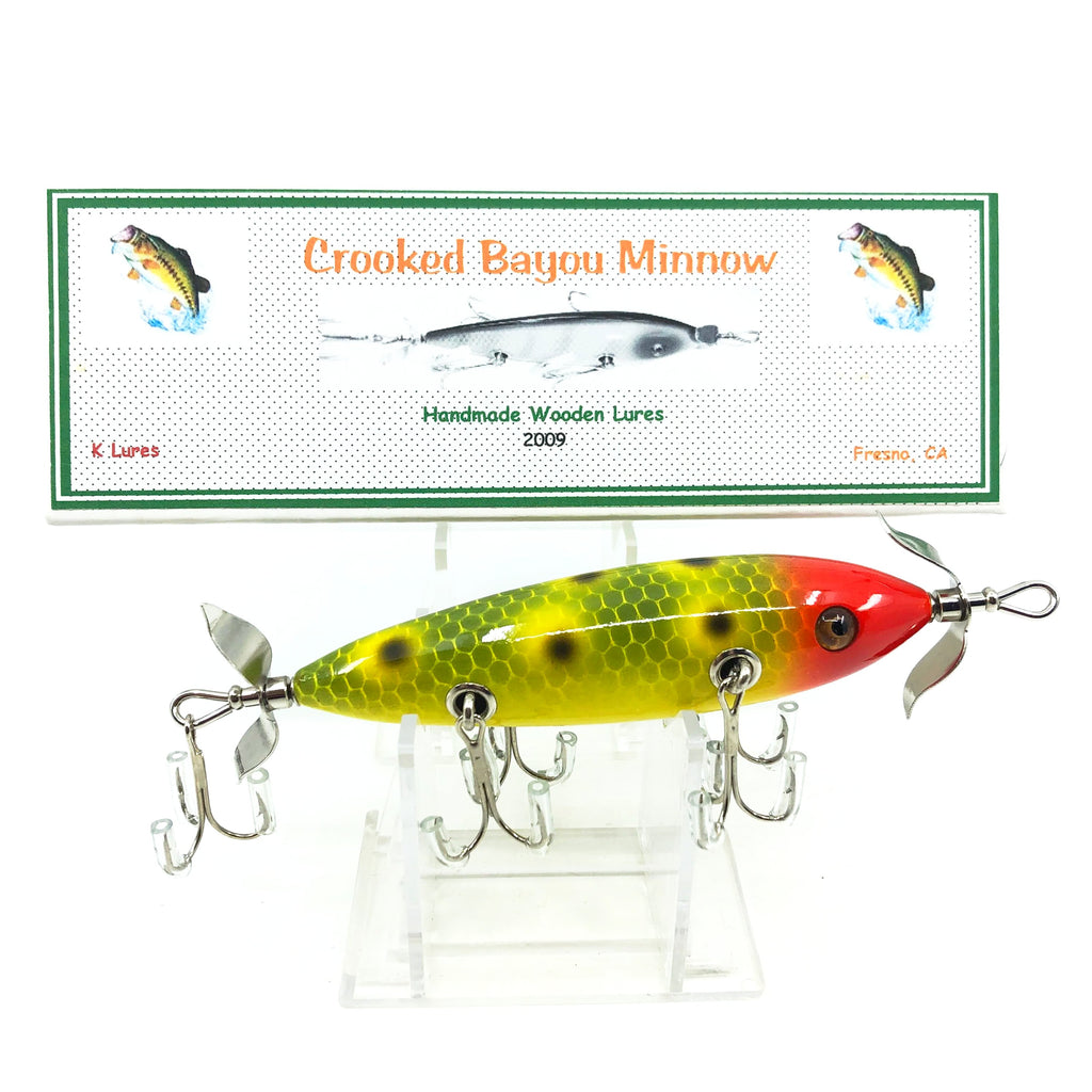 Crooked Bayou Minnow - 5 Hook- Green Scale/Frog/Red Head Color 28