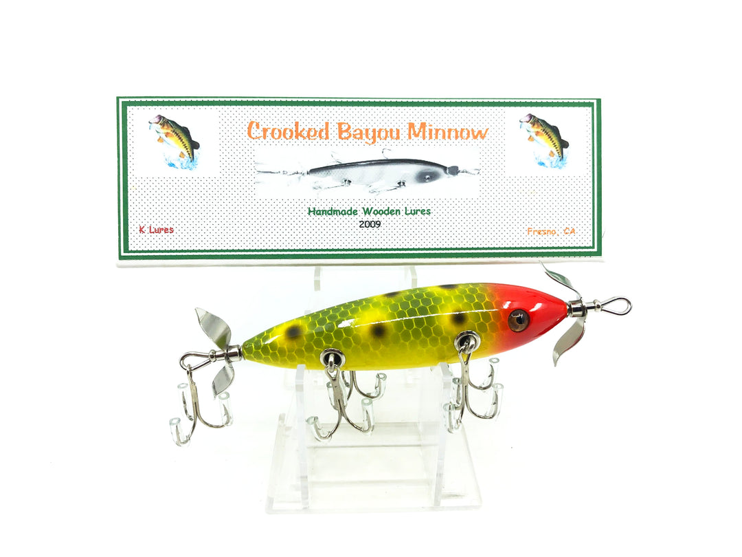 Crooked Bayou Minnow - 5 Hook- Green Scale/Frog/Red Head Color 28 - 2009