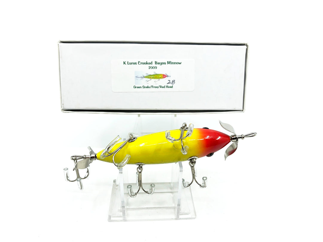 Crooked Bayou Minnow - 5 Hook- Green Scale/Frog/Red Head Color 28 - 2009