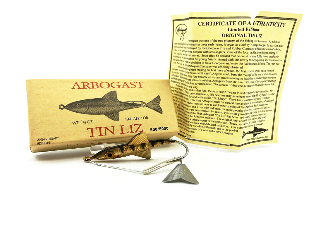 Arbogast Tin Liz Anniversary Edition Lure with Box #508/5000 Perch Color