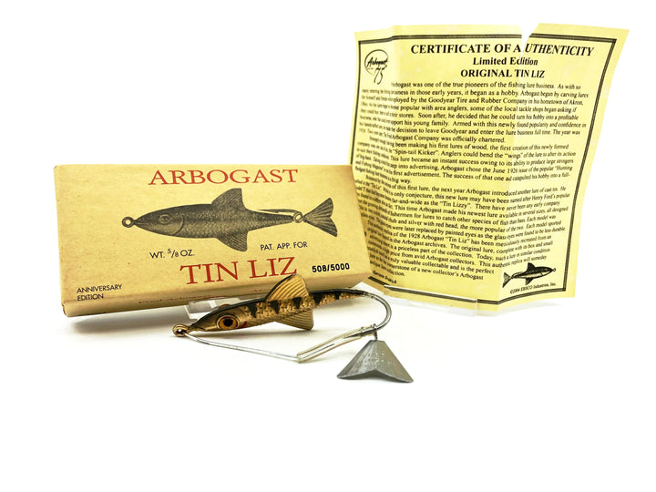 Arbogast Tin Liz Anniversary Edition Lure with Box #508/5000 Perch Color