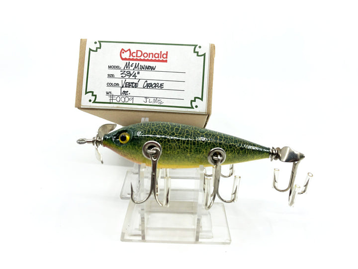 McDonald Custom Lures McMinnow in Verde Crackle Color with Box
