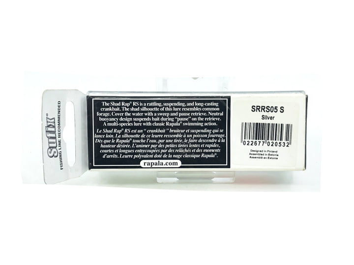 Rapala Shad Rap Rattlin RS SRRS-5, S Silver Color with Box
