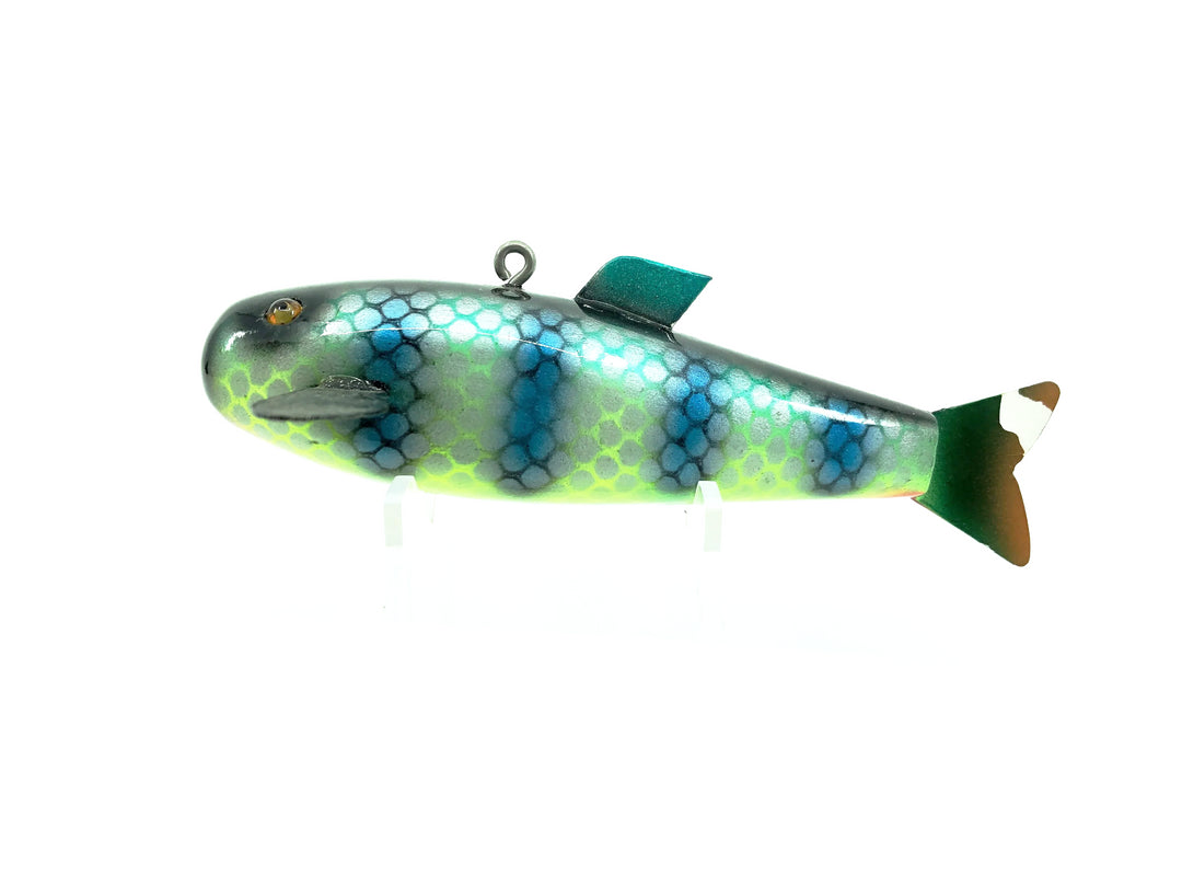 Contemporary Creek Chub Spearing Decoy, Electric Perch Color