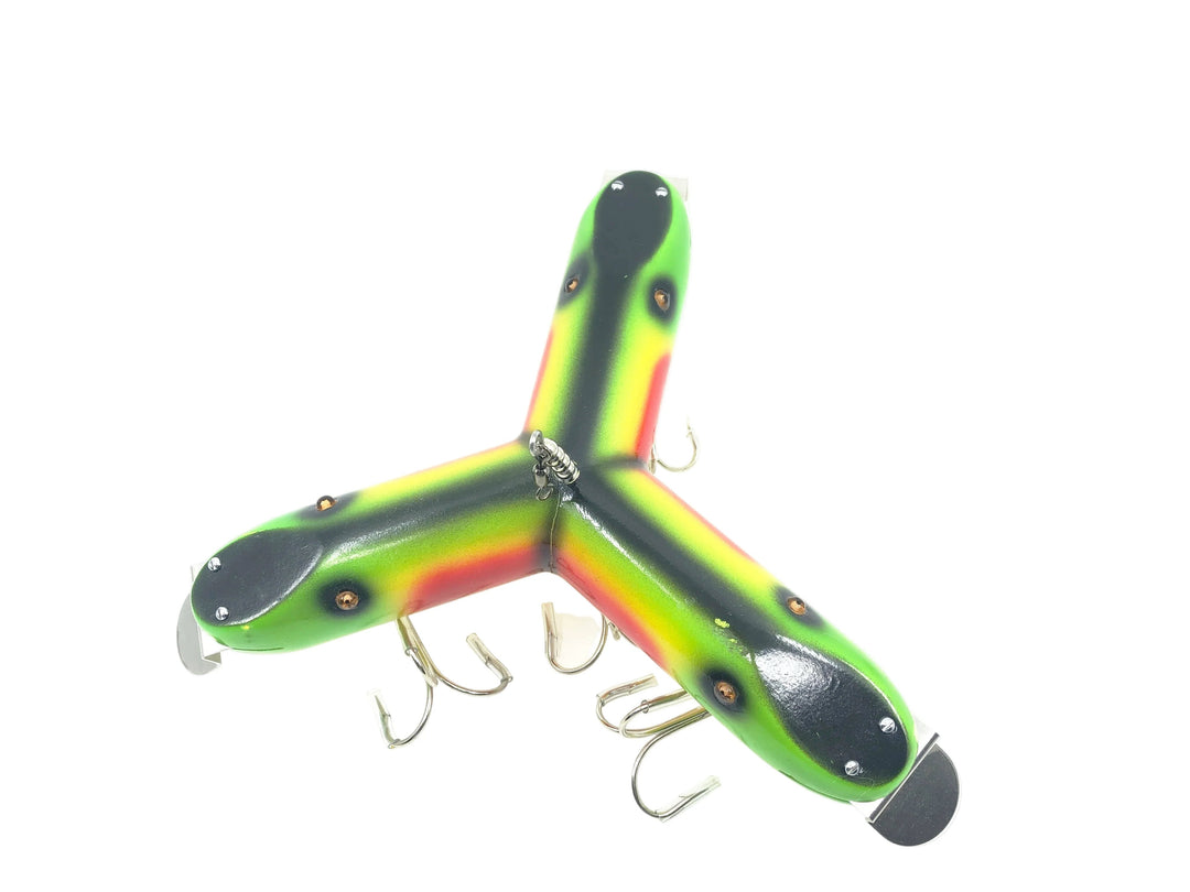 Musky Dan (XXX Lures) 3 Headed Giant Pikie Decoy, Rainbow Fire Color w/COA