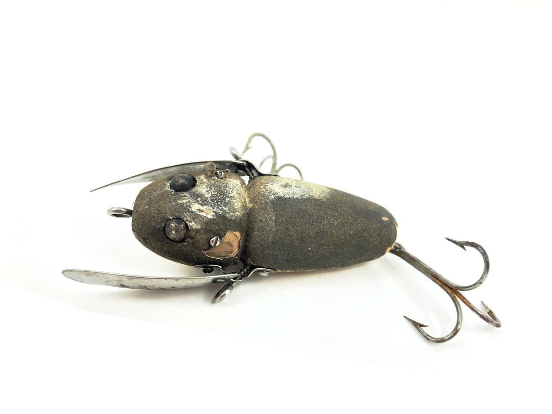 Heddon Wooden Crazy Crawler 2100 Flocked, GM Grey Mouse Color