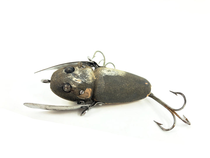 Heddon Wooden Crazy Crawler 2100 Flocked, GM Grey Mouse Color
