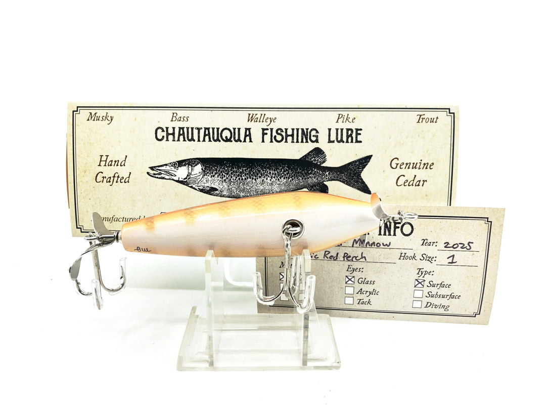 Chautauqua Topwater Minnow, Classic Red Perch Color