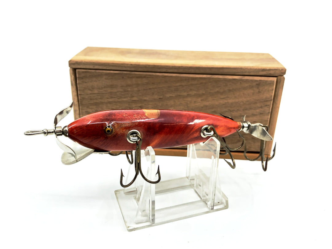 Musky Dan (XXX Lures) 5 Hook Minnow, Red Marble Color with Box