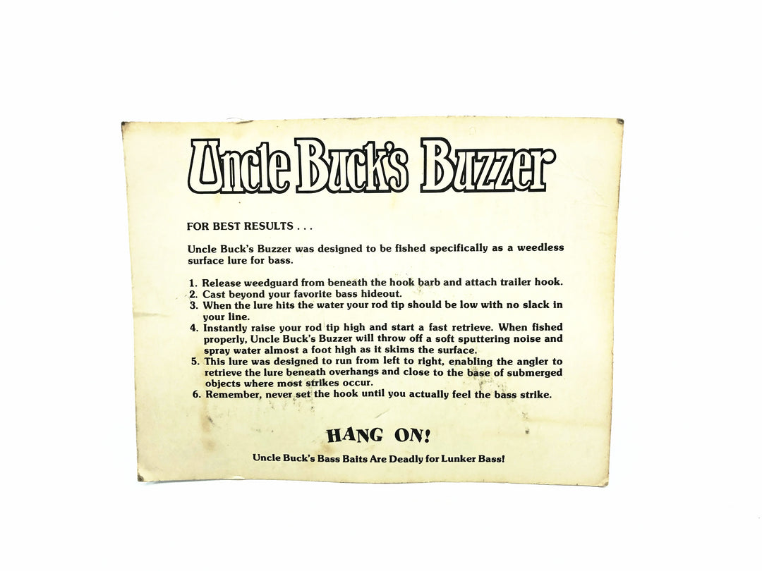 Uncle Bucks Buzzer, Silver Blade/Yellow Tail & Head on Card