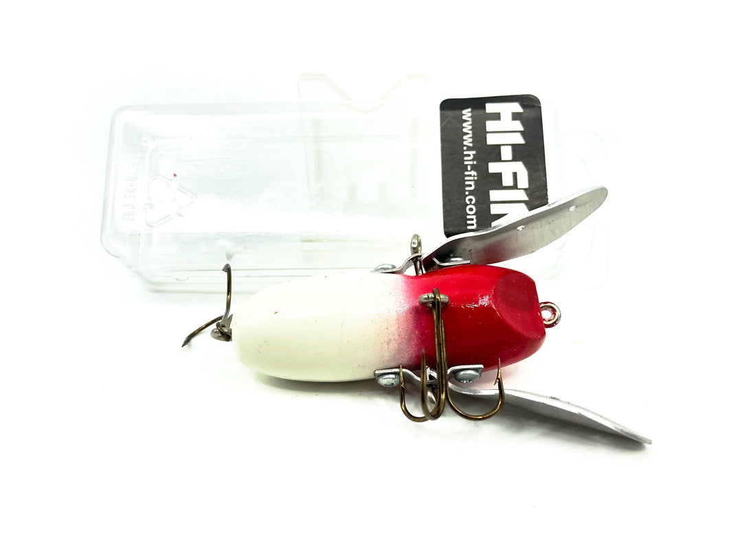Hi-Fin Bass Creeper Lure, White/Red Head Color in Box
