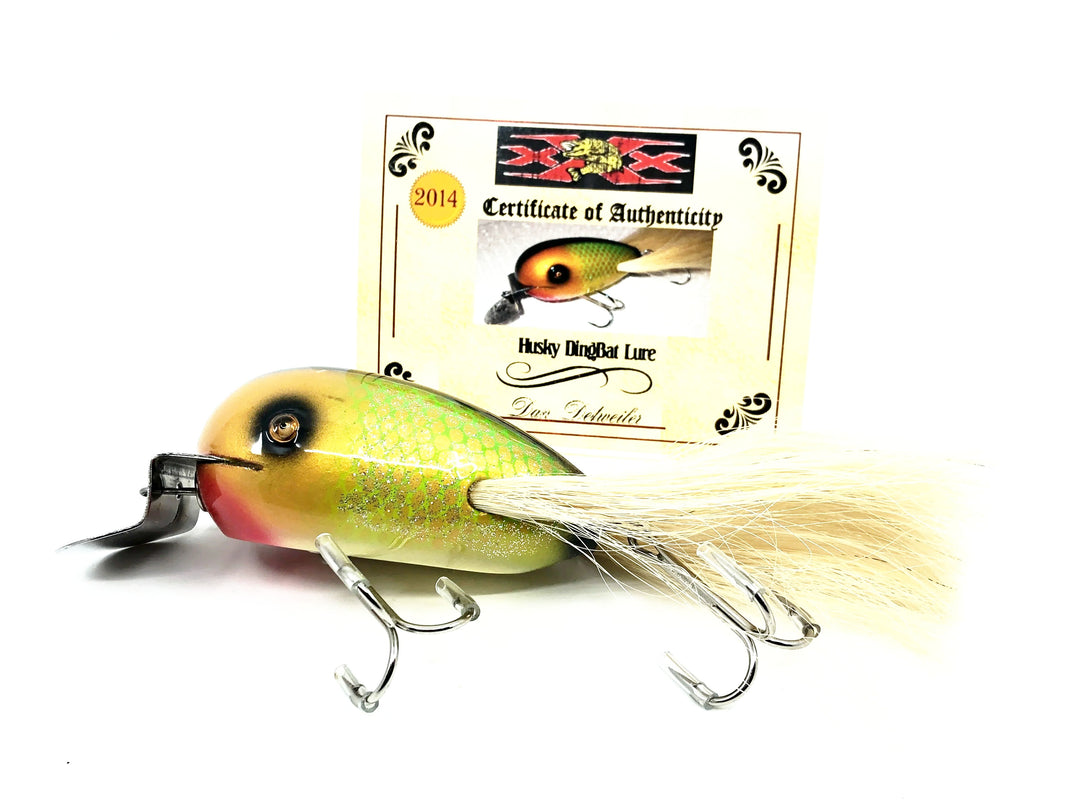 Musky Dan (XXX Lures) Husky Dingbat, Gold/Green Scales w/COA