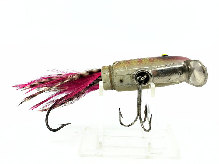 Paw Paw Feather Casting Minnow 1200, Gold Scale/Red Ribs/Green Back/Pink Feathers