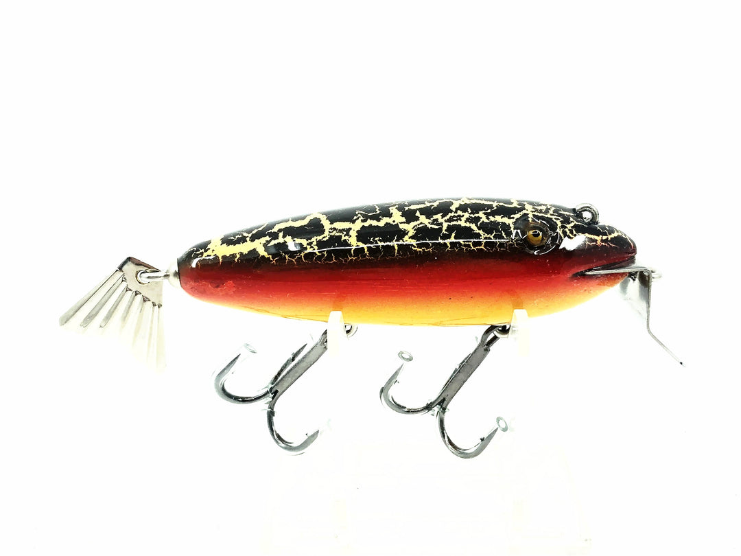 Musky Dan (XXX Lures) Deluxe Wagtail Chub, Red/Yellow/Black Crackle Back