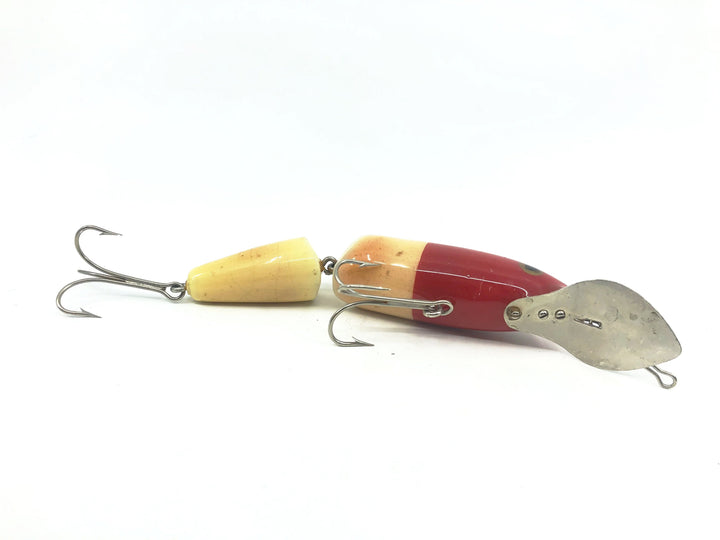 Jointed Wooden 5" Musky Bait, Red Head/White Color
