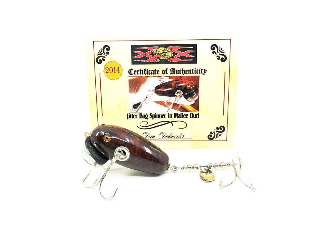 Musky Dan (XXX Lures) Jitterbug Spinner in Mallee Burl w/COA