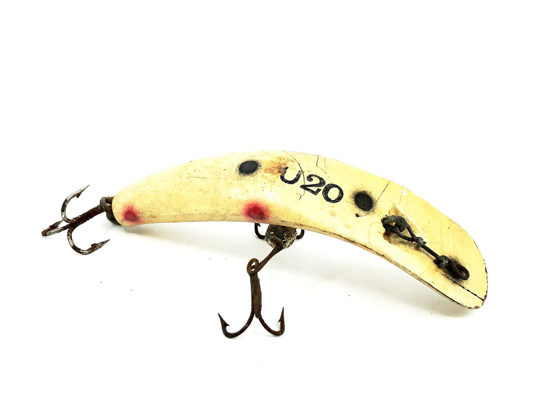 Helin Flatfish U20, White/Yellow with Spots Color-Wooden