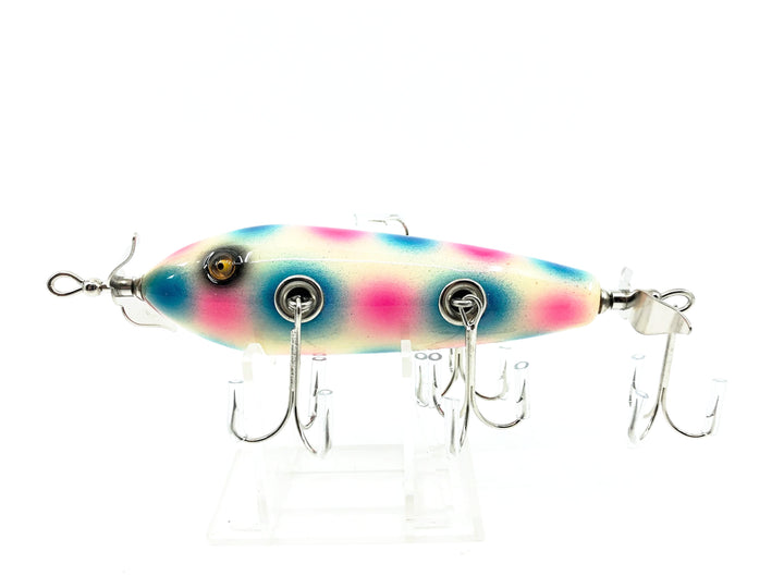 Musky Dan (XXX Lures) 5 Hook Minnow, White/Blue & Pink Spot w/COA