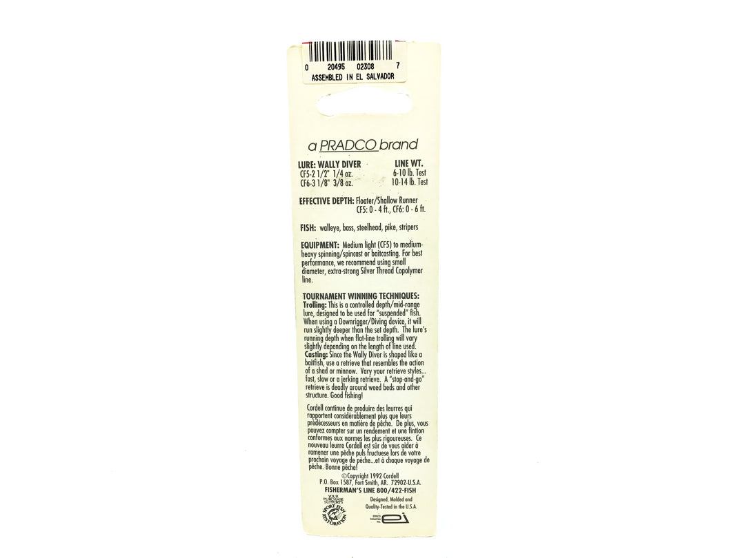 Cotton Cordell Shallow Wally Diver, #22 Perch Color on Card
