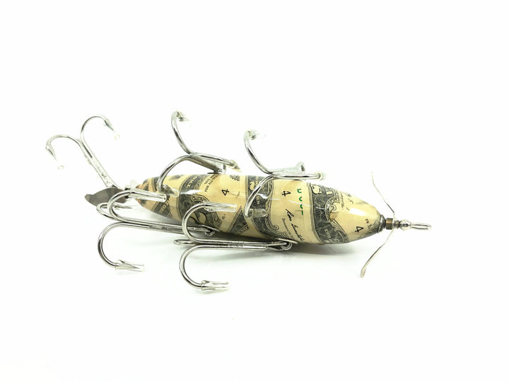 Musky Dan (XXX Lures) 5 Hook 150 Lure, 2 Dollar Bill Color w/COA