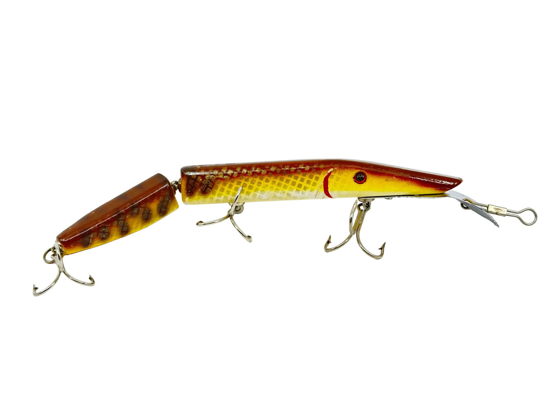 Alzbaits Al Tumas Jointed Musky Lure, Brown/Yellow Scale Finish Color