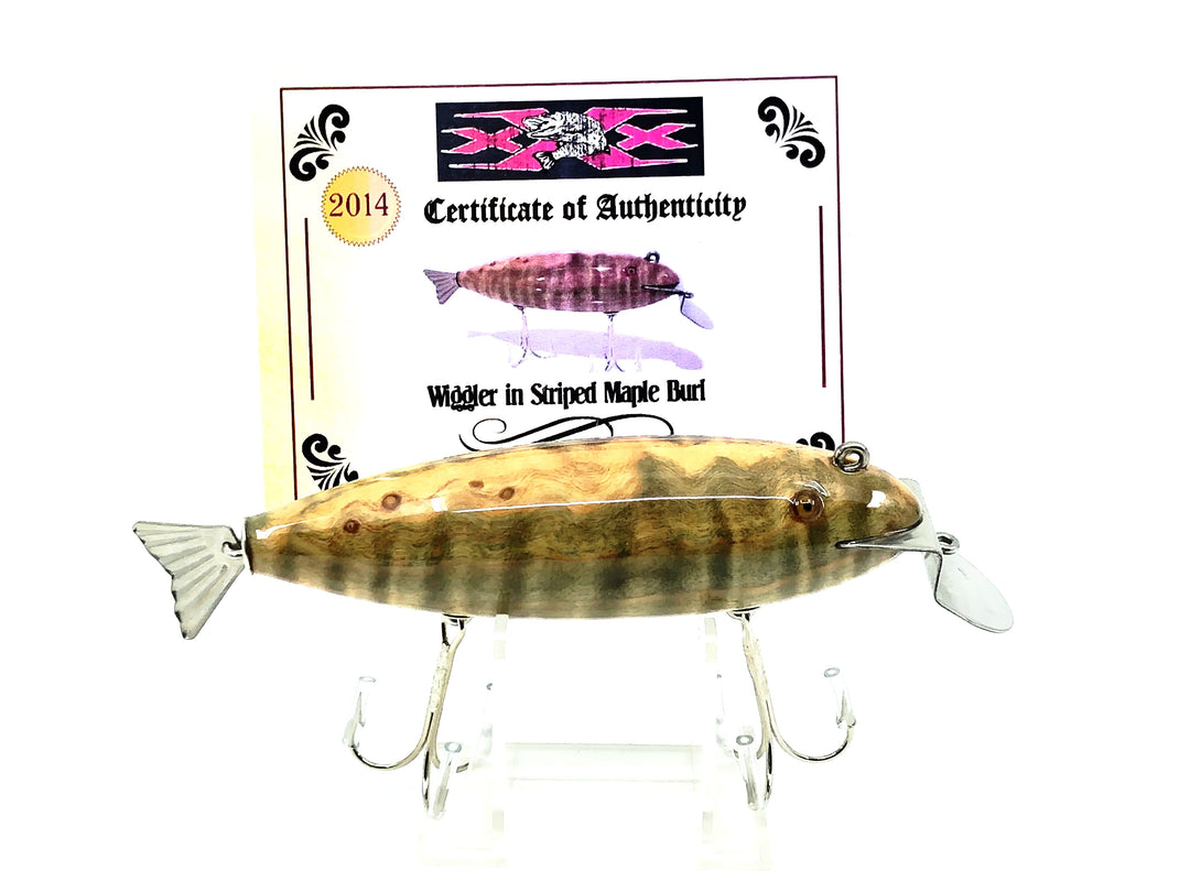 Musky Dan (XXX Lures) Wiggler, Striped Maple Burl w/COA