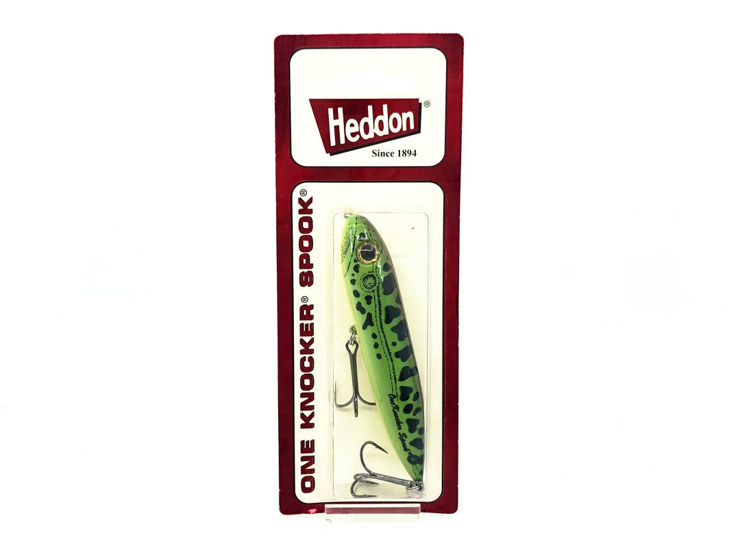 Heddon One Knocker Spook, GBF Bull Frog/G-Fin Color on Card