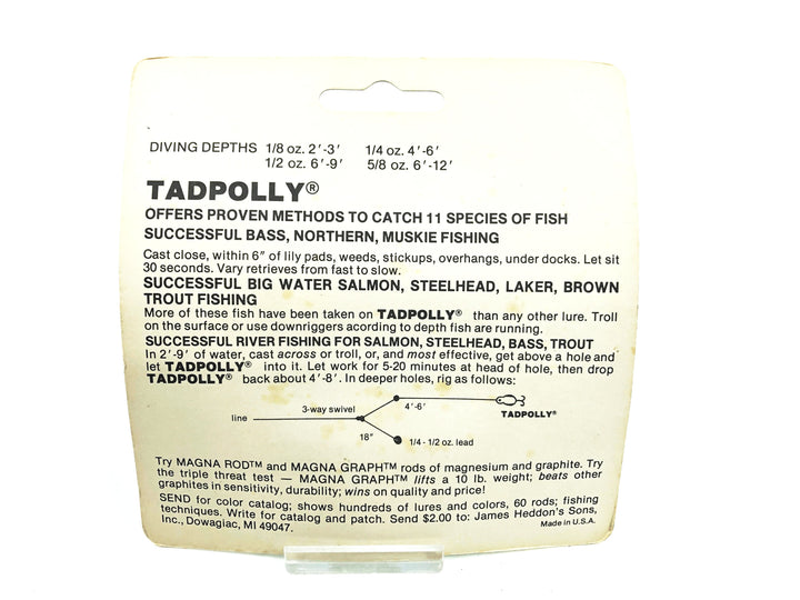 Heddon 0990 Tiny Clatter Tad Tadpolly Spook, FY Chartreuse Mullet Color