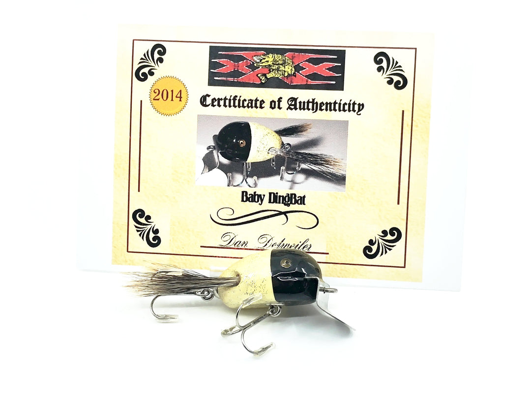 Musky Dan (XXX Lures) Baby Dingbat, Black/White Flitter w/COA