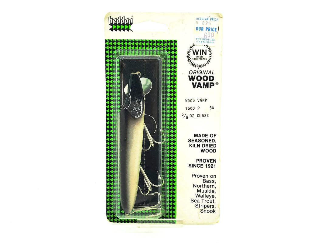 Original Heddon Wood Vamp, 7500 P Shiner Color on Card