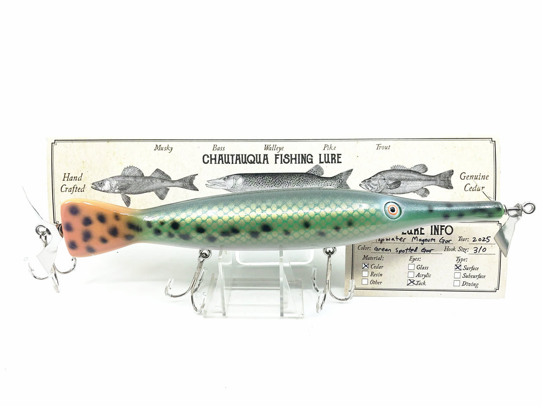 Chautauqua Topwater Magnum Gar, Green Spotted Gar Color