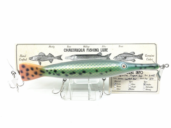 Chautauqua Topwater Magnum Gar, Green Spotted Gar Color
