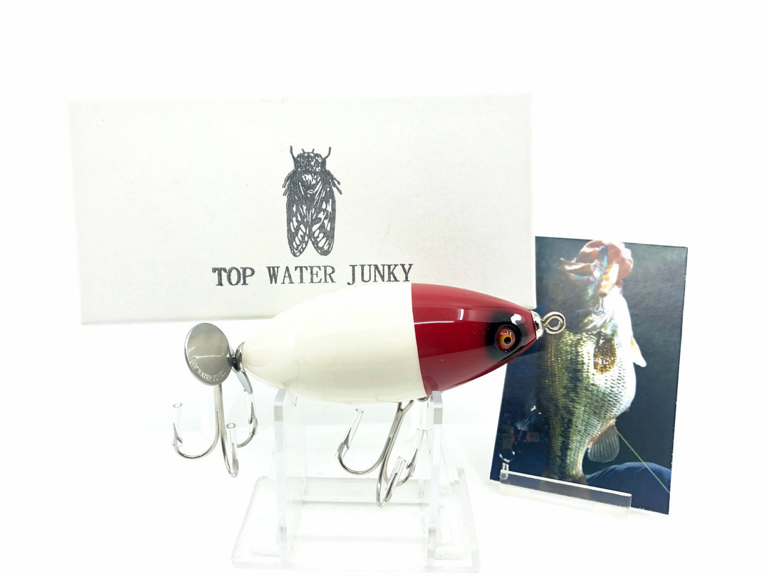 Top Water Junky Drop Rat Lure, Red Head/White Body Color with Box