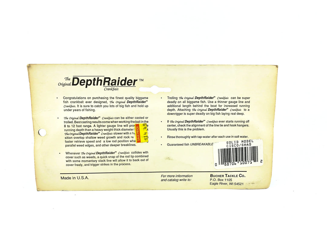 Joe Bucher Tackle Co. Buchertail Depth Raider 8", Cisco/Shad Color New on Card