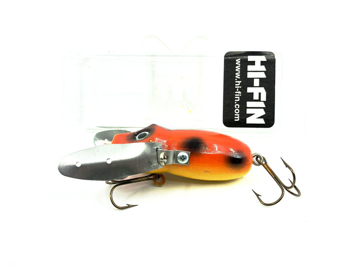 Hi-Fin Bass Creeper Lure, Orange/Black Dots/Yellow Belly Color in Box
