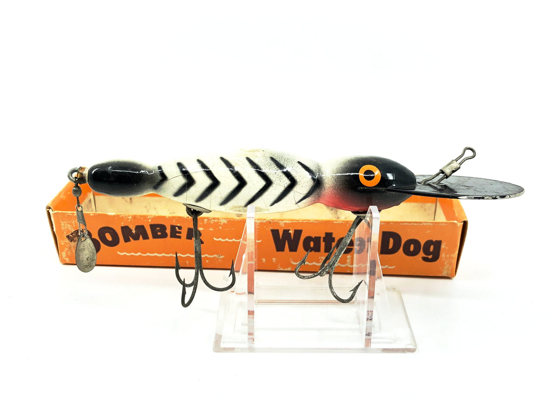 Bomber Wooden Waterdog 1700 Series, #06 White/Black Ribs Color with Box