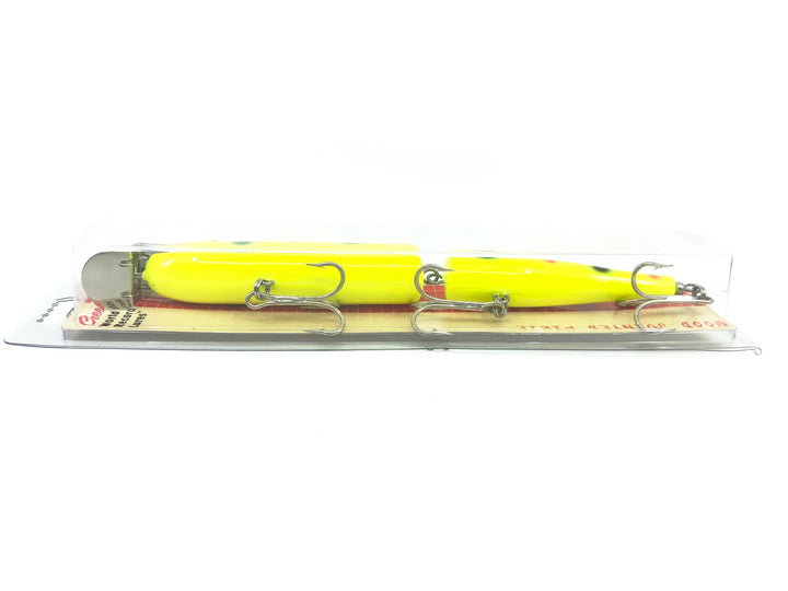 Creek Chub Wooden Giant Jointed Pikie 800, CS Chartreuse Spotted Color, New on Card Old Stock