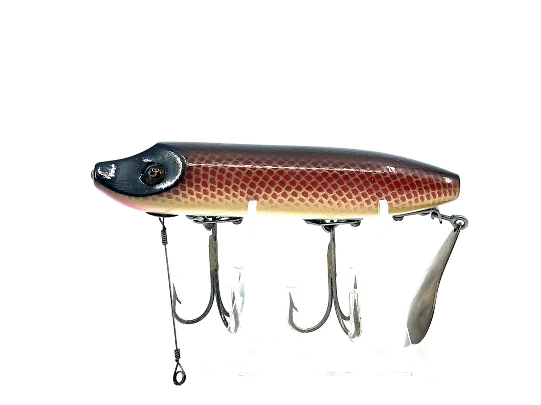 Heddon Repainted Flaptail, Dale Roberts, Red Scale Color