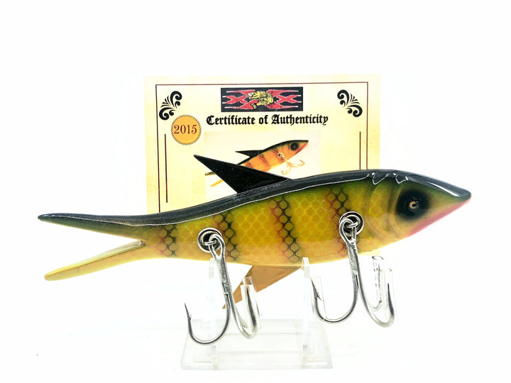 Musky Dan (XXX Lures) Florida Old Style Injured Minnow, Perch Color w/COA
