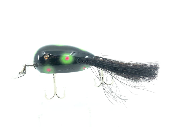 Musky Dan (XXX Lures) Husky Dingbat, Black/Green & Red Dots Color