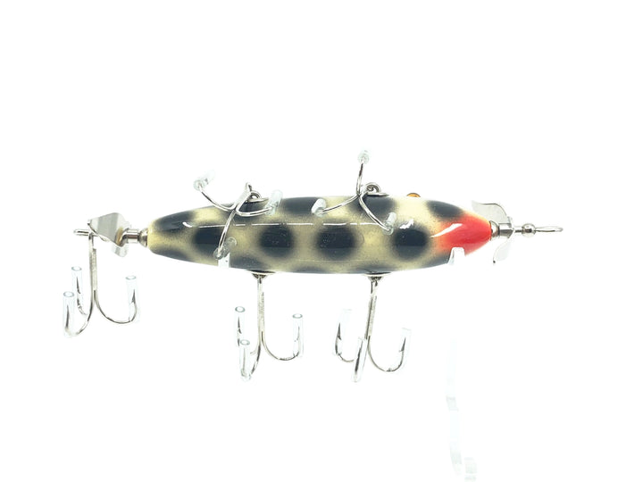 Musky Dan (XXX Lures) 5 Hook 150 Lure, White/Black Dots w/COA