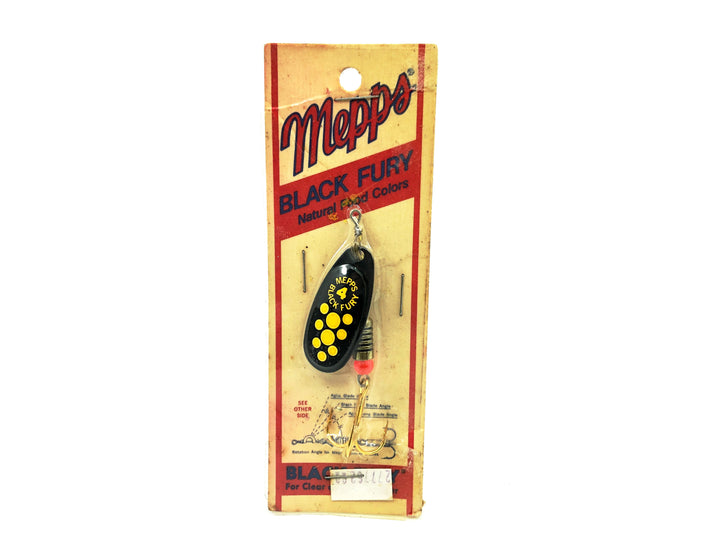 Mepps Black Fury #4, Plain Treble/Black/Yellow Spots Color